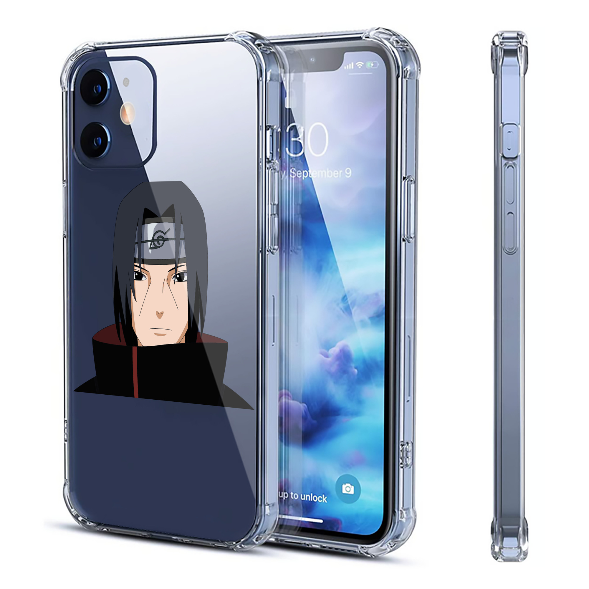 （画像用） NARUTO -ナルト- うちは イタチ Uchiha Itachi 【iPhone 12シリーズ対応】透明スマホケース（クリアソフトケース）